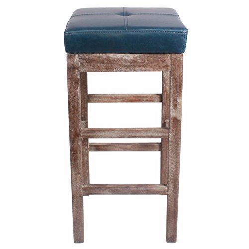 New Pacific Direct Valencia Backless Bonded Leather Bar Stool 31",Distressed Brown Legs,Vintage