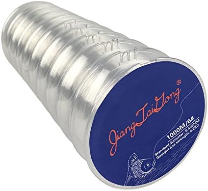 JIANGTAIGONG Monofilament Fishing Line,Superior Mono Nylon Fish Line Great Substitute for Fluorocarbon Fishs Line, 1000 Meters Abrasion Resistant Fly Fishing Line for Saltwater(Clear)