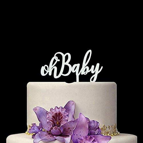 Silver OH BABY Shower Cake Topper - Oh Bahy Gold Cake Topper Baby Shower Birthday Party Decoration
