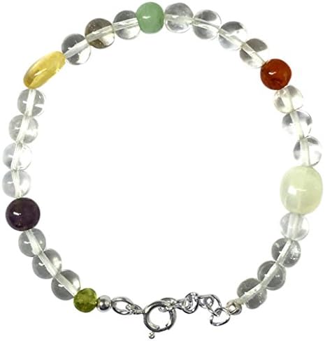 WCJ Zodiac Chakra Silver Power Bracelet for VIRGO :Natural Gemstones, Balancing Reiki-Yoga-Meditation Crystal Healing: Unisex. Adjustable.