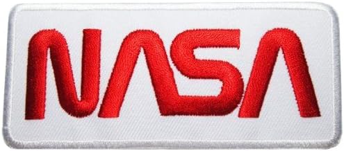 4 X NASA Badge Iron on Patches #White-Red