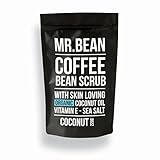 Mr. Bean Body Care: Organic All Natural Coffee Beans Scrub With Coconut Oil, Vitamin E, Sea Salt And Cacao – Caffeine Based Exfoliator For Moisturized, Smooth, Healthy And Rejuvenated Firm Skin