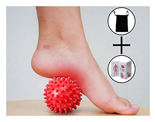 Spiky Massage Ball -Foot Roller Ball Spiky for Deep Tissue Foot, Back, Plantar Fasciitis & All Over Body Deep Tissue Muscle Therapy-Includes Instructions,Carry Bag