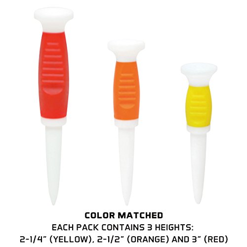 image for TourGear/Hireko FlexTee Flexible Golf Tees (8 Pack), Florescent Red/Or