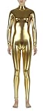 JustinCostume Women's Metallic Long Sleeve Turtle Neck Catsuit Halloween Costume