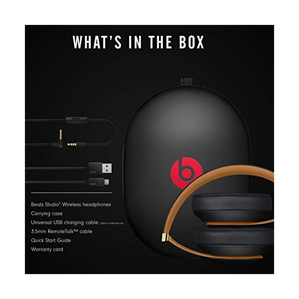 Beats-Studio3-Wireless-Noise-Cancelling-Over-Ear-Headphones-Apple-W1-Headphone-Chip-Class-1-Bluetooth-Active-Noise-Cancelling-22-Hours-Of-Listening-Time-Built-in-Microphone-Midnight-Black Beats Studio3 Wireless Noise Cancelling Over-Ear Headphones - Apple W1 Headphone Chip, Class 1 Bluetooth, Active Noise…
