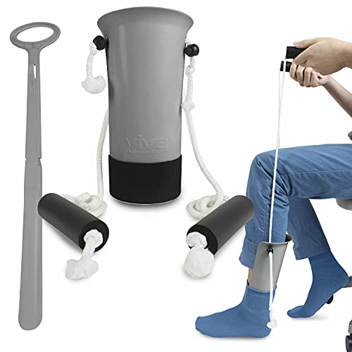 Vive Sock Aid Device for Seniors and Shoe Horn Kit Sock Puller Aid