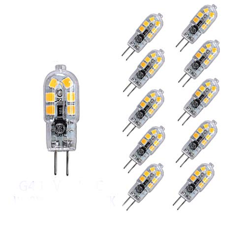 OUGEER Pack of 10 Energy Saving G4 2W LED Bulb,12 SMD 2835,Warm White 3000K, AC/DC12V,200LM LED Bulbs LED Lamps Lights