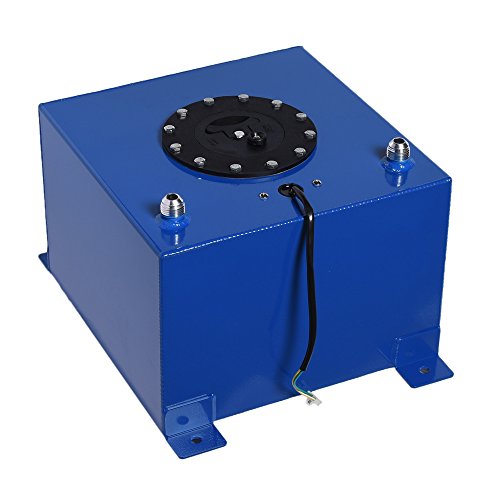 5-Gallon Universal Fuel Cell Gas Tank Aluminum Polished Racing Street Drift Strip Fuel Cell Tank with Level Sender Blue