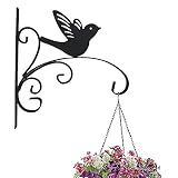 Torch Iron Plant Hanger Hanging Plant Hook Bird Hanging Plant Bracket Mount Against Door Fence Deck Garage Balcony Outdoor Lawn (Bird)