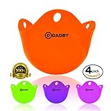 Egg Poacher Premium Silicone Cups by DADBY - BPA Free, FDA Approved - Colorful Set of 4 - Best for Microwave or Stovetop Egg Cooking - Dishwasher Safe - Poach Pods Kitchen Cookware