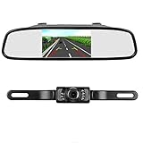 iStrong Backup Camera and Mirror Monitor Kit for Truck/Car/Pickup/Camper/SUV Mount Windshield Optional IP68 Waterproof Connecting Single Power Reversing/Driving Use Night Vision