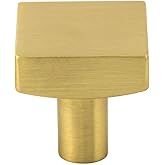Jeffrey Alexander 1-1/8" Overall Length Brushed Gold Square Dominique Cabinet Knob