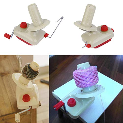 Portable Hand-Operated Swift Yarn Fiber String Thread Ball Wool Winder Knitting Roll Coil Tidy Machine Holder Tool Beige & Red