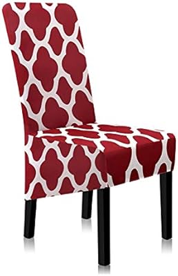 Stretchy Dining Chair Covers Xl Oversized Removable Washable Soft Spandex High Back Large Chair Cover Slipcover For Dining Room Kitchen Hotel Table Banquet Geometric Pattern 4 Per Set Wine Red 01 Amazon Com Au Home