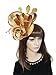 YSJOY Womens Big Satin Loop Fascinator Derby Hat For 50th Birthday Anniversary Cocktail Party Headwear (Gold)