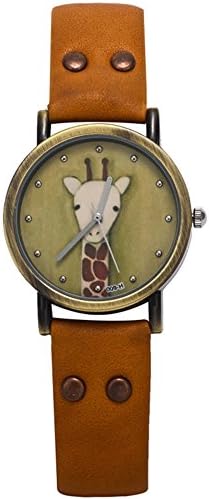 ALPS Women's Cute Riraffe Pattern Vintage Wristwatch with Yellow Leather Band