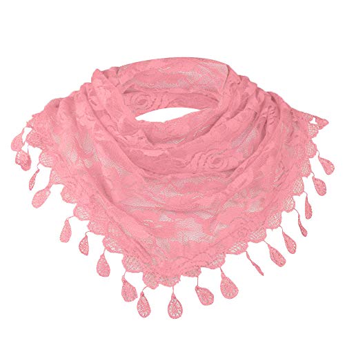Clearance Sale!â„â„Women Clearance Lace Tassel Rose Floral Hollow Scarf Shawl Lady Wraps Scarves (Pink)