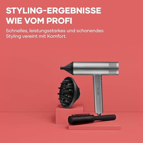 Ionen-Haartrockner inkl. Diffusor, Konzentrator, leistungsstarker Föhn und langlebiger Haar-Trockner, BLDC-Motor, Ionic-Technologie, S-Style Speed Pro, 2,8m Kabel, 2.000W, anthrazit, HT 0171