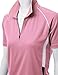 Coolon 2 Tone Collar Short Sleeve Zipper Polo Tee Pink L
