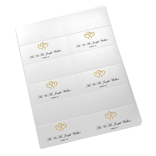 Documents and Designs Linked Hearts Easy Print Place Cards (Select Color), Gold, Set of 150 (25 Sheets)