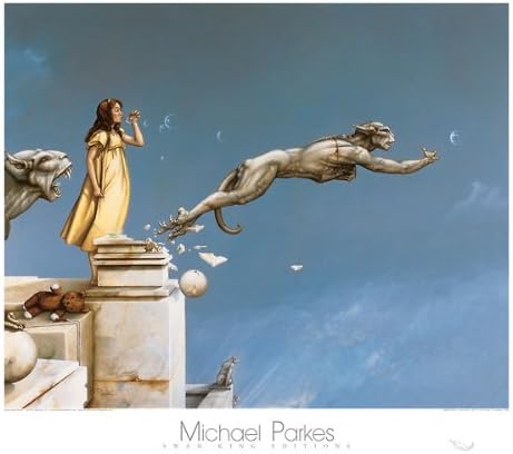 Gargoyles Michael Parkes Fantasy Print Poster, Overall Size: 31.5x27.5, Image Size: 28.5x23