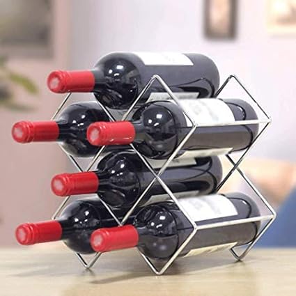 INDIAN DECOR . 3125 Detached Countertop Metal Modern and Minimalistic Design Wine Rack (Small)