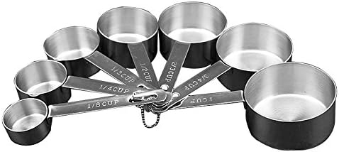 Measuring Cups-Stainless Steel Stackable Measuring Cups Set of 6 Accurate Spoons for Dry and Liquid Ingredients