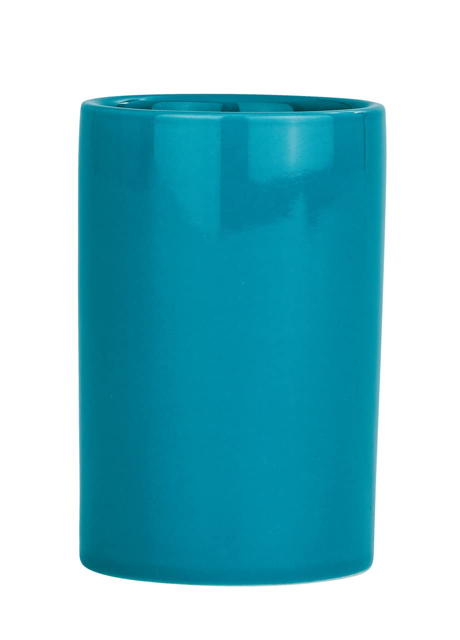 WENKO 21999100 Toothbrush tumbler Polaris Petrol - Ceramic, 7 x 11 x 7 cm, Petrol