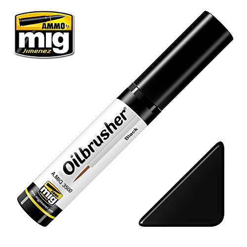 Ammo of Mig Oilbrusher Black - Oil Paint with Fine Brush Applicator #3500