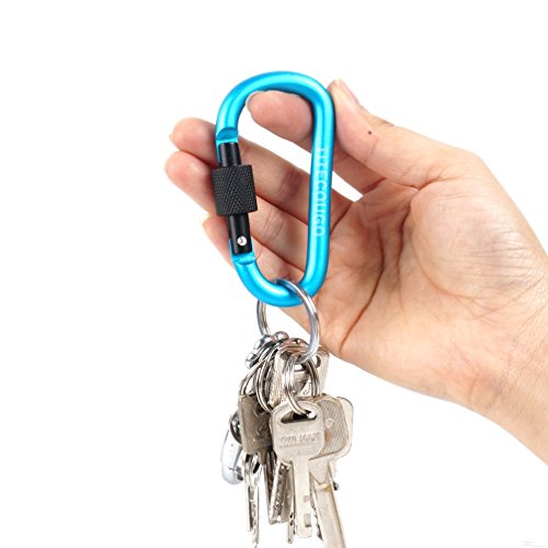 TITECOUGO Aluminum Alloy D-Ring High Strength Carabiner Key Chain Clip Hook For Camping Hiking outdoor (Not for Climbing) Sky Blue Black