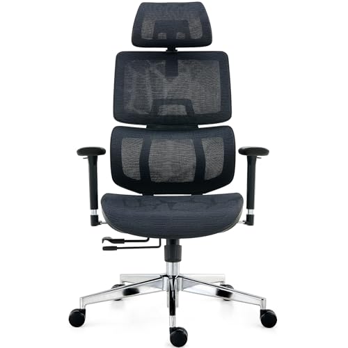 TONFARY Professional Ergonomic Office Chair - Breathable Mesh Backrest, 130° Tilt, 3D Armrests and Adjustable Seat - Swivel Wheels, 150kg
