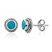 925 Sterling Silver Bali Inspired Tiny Gemstone Braided Round 9 mm Post Stud Earrings