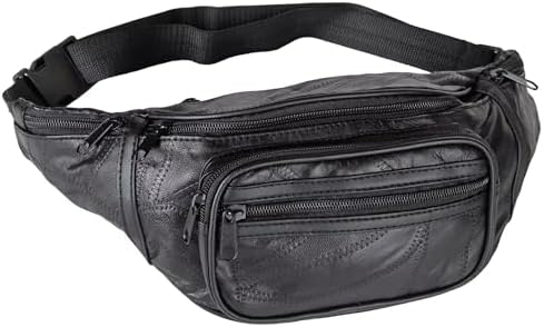 Amazon.com | Genuine Leather Fanny Pack Men Women Multi-Pockets