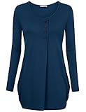 Pullover Sweatshirts Without Hoods,Messic Women's Round Neck Long Sleeve Wear to Work Button Up top Loose Knitted Blouse Sweater Teal,XX-Large
