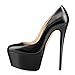 Onlymaker Womens Sexy Platform Round Toe High Heels Slip On Stiletto Party Dress Pumps Black PU 13 M US