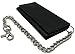 R.F.I.D Bikers's Black Cow Leather Long Checkbook Tri-fold Steel Chain Wallet Zipper Pocket