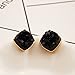 Jane Stone Fashion Resin Square Colorful Faux Druzy Stone Black Stud Earrings for Women and Teens(E0630-Black)