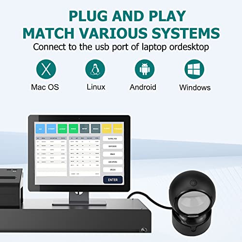 NetumScan USB Barcode Scanner Wired 1D 2D QR Barcode Reader for Supermarket Retail Store Warehouse POS System NSA5