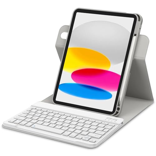 Bettdow Keyboard Case for iPad 11 Generation A16 2025/iPad 10 Generation 2022 (11/10.9 Inch), Vertical/Horizontal Use, Detachable Spanish Ñ Keyboard with Case for iPad 10/11 Gen, Grey