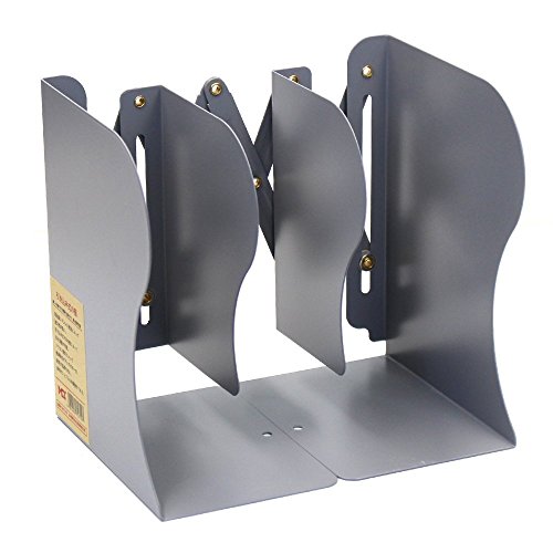 Md Trade Bookends Metal Iron Adjustable Books Holder Stand Desk Heavy Duty Nonskid Bookend, Grey