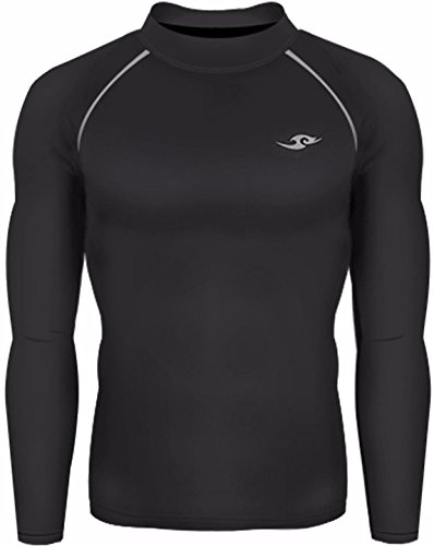 New 021 Winter Warm Skin Tight Compression Baselayer T Shirt Top Mens Black (L)