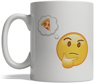 I think about pizza Emoji Funny Ceramic Coffee Mug Cool Best Gift Idea