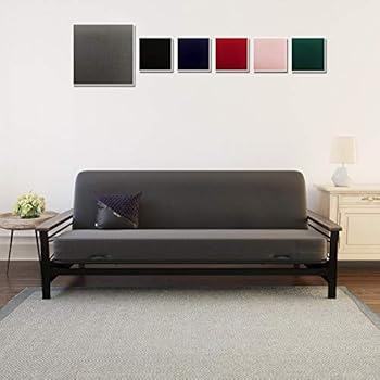 DHP Futon Cover, Removable & Machine Washable Slipcover for Full Size Futon Mattresses, Furniture Protector, Grey