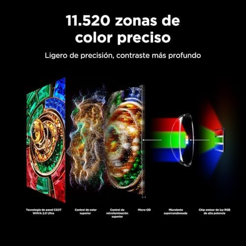 98RM9L Televisor 98 Pulgadas RGB-Mini LED 4K Smart TV, HDR 6000 nits, 11520 RGB Dimming, 144Hz Game Accelerator 288Hz FHD, Bang & Olufsen, Dolby Vision IQ, Procesador TSR AiPQ, Google TV