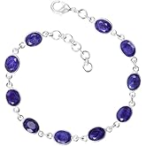 Gemstone Bracelet, Silver Overlay Adjustable Bracelet For Women Girls Christmas Gifts
