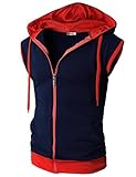H2H Mens Soft Cotton Blend Active Fashion Sleeveless Hoodie Zip-up Vest NAVY US M/Asia L (JNSK31)