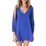 4ido Women Sexy Off Shoulder V-neck A-line Mini Strapless Loose Casual Dress