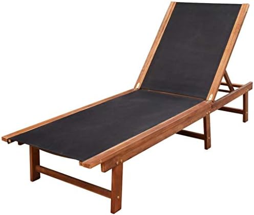 OeyeO Sun Lounger Solid Acacia Wood and Textilene