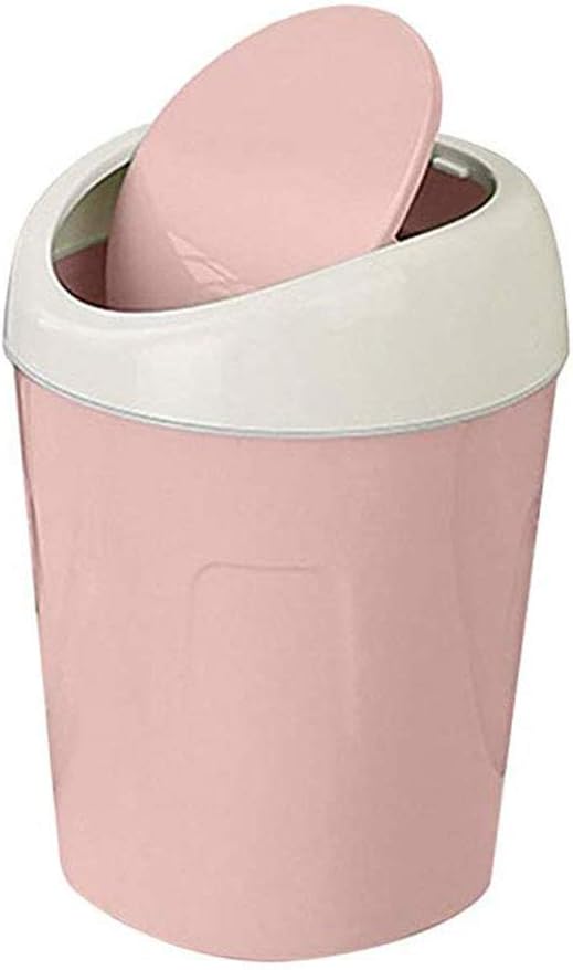Jancery Flip Lid Trash Can Bin Lightweight Soft Slose Garbage Can for Bathroom Kitchen Waste Paper Peel -Pink